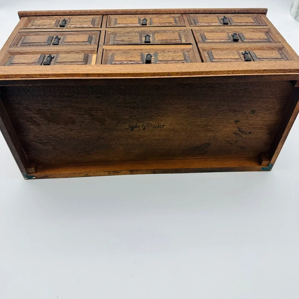 Mele Vintage Wooden 7 Drawer Jewelry Box Dresser Case Japan